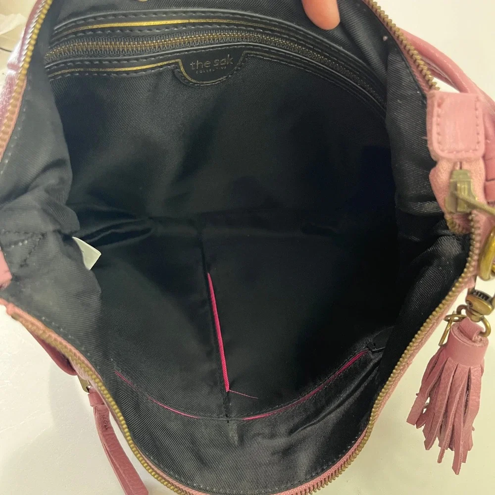 The Sak Collective Shoulder Bag Hobo Medium Purple Leather Tassel Boho Chic